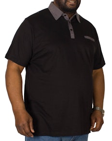 Bigdude Contrast Jersey Polo Shirt Black Tall