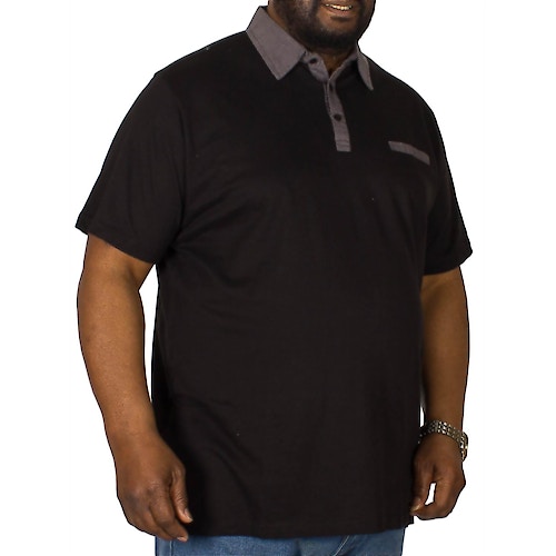 Bigdude Contrast Jersey Polo Shirt Black Tall