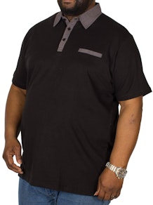 Bigdude Contrast Jersey Polo Shirt Black