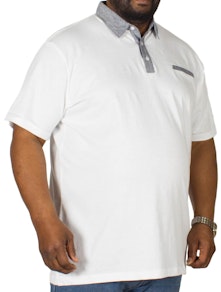 Bigdude Contrast Jersey Polo Shirt White Tall
