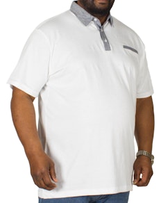 Bigdude Contrast Jersey Polo Shirt White Tall