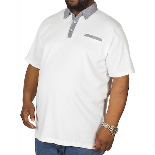 Bigdude Contrast Jersey Polo Shirt White