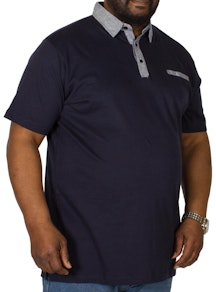 Bigdude Contrast Jersey Polo Shirt Navy