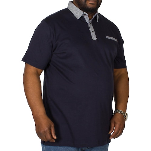 Bigdude Contrast Jersey Polo Shirt Navy