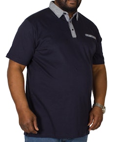 Bigdude Contrast Jersey Polo Shirt Navy Tall