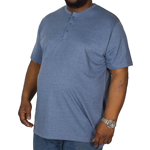Bigdude T-Shirt mit Knopfleiste Blau meliert 