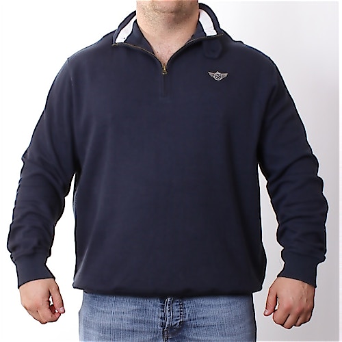 D555 Navy Luxury Peached French Rib Zip Top