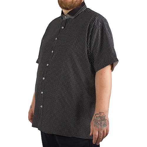Louie James Short Sleeved Patterned Shirt- Black