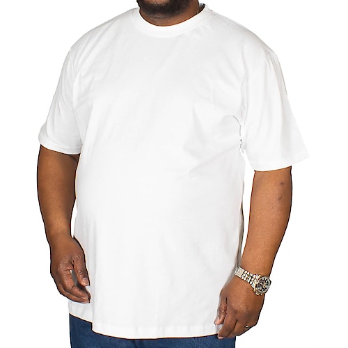 Bigdude T-Shirt mit Rundhalsausschnitt Weiß Tall Fit