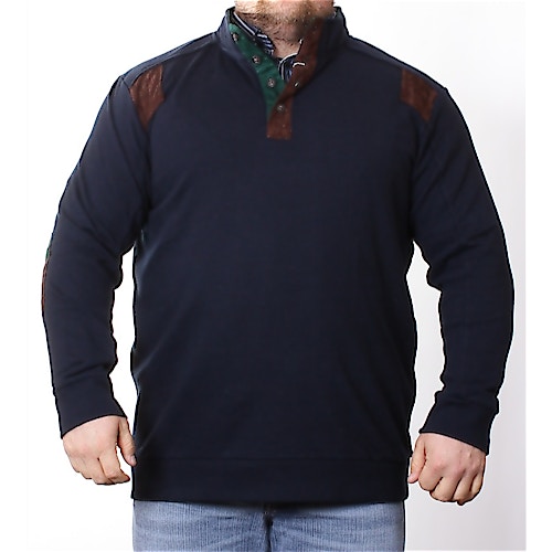 Oakman Navy Knit Top With Elbow Patches