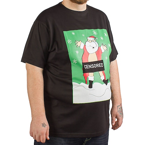 Espionage Censored Santa Print Christmas  T-Shirt Black