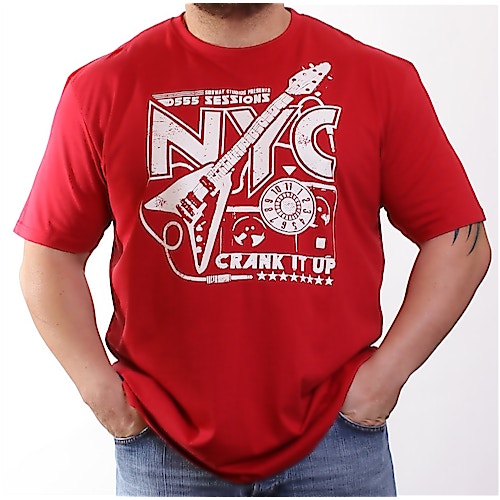 D555 Red NYC Guitar Print T-Shirt