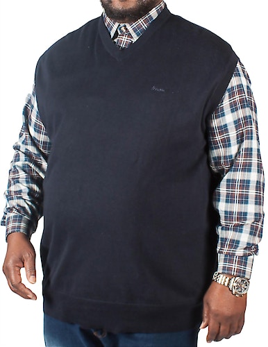 KAM V-Neck Sleeveless Knitted Pullover Navy