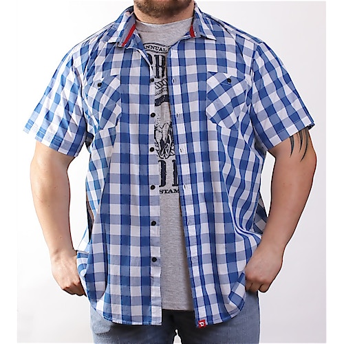 D555 Blue Check Shirt & T-Shirt Combo Set