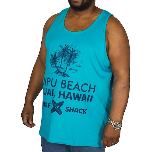 KAM Tanktop mit Hawaii Print Blau