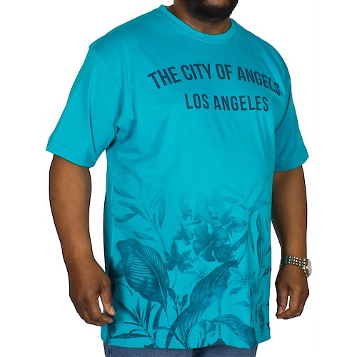 KAM Ombre T-Shirt mit LA Print Blau