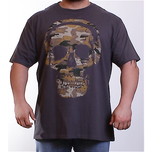 KAM Charcoal Army Skull Print T-Shirt