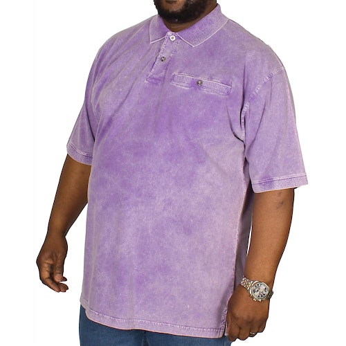 KAM Acid Wash Polo Shirt Violet