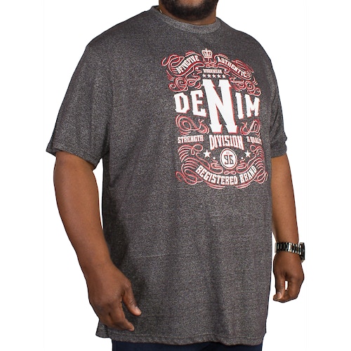 D555 Quinn Denim Division Print Crew Neck T-Shirt Charcoal