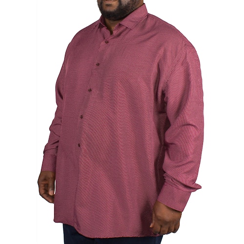 Fitzgerald Spotted Pattern Long Sleeved Shirt - Burgundy