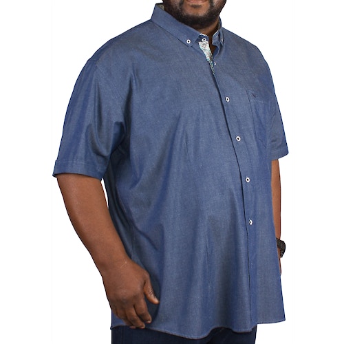 Cotton Valley Short Sleeved Denim Look Shirt Blue