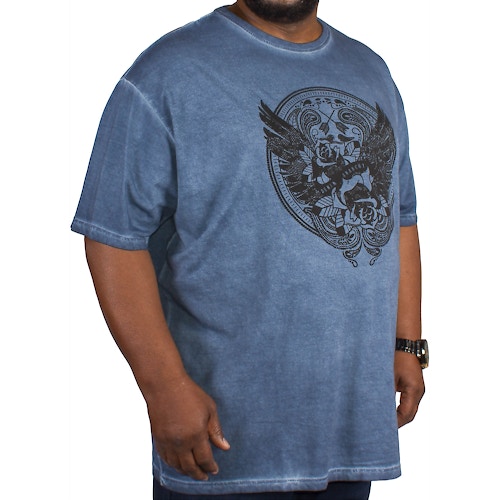 Subterfuge Denim Anarchy Printed T-Shirt- Blue Dye Effect