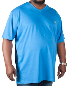 Bigdude Signature T-Shirt mit V-Ausschnitt Blau Tall Fit 