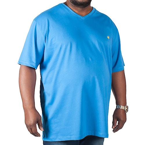 Bigdude Signature T-Shirt mit V-Ausschnitt Blau Tall Fit 