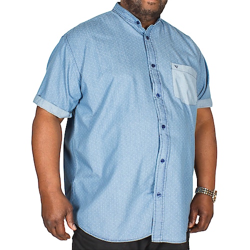 Cotton Valley Short Sleeve Denim Grandad Collar Shirt