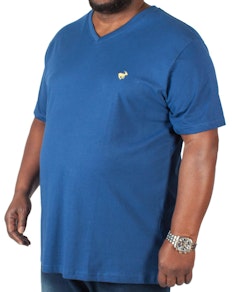 Bigdude Signature T-Shirt mit V-Ausschnitt Marinblau Tall Fit 