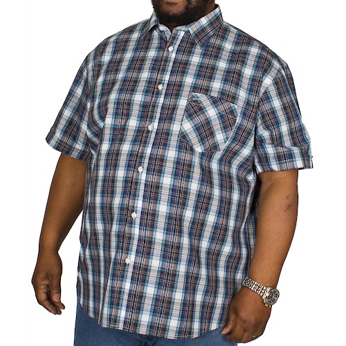 KAM Check Short Sleeved Shirt Blue/Teal