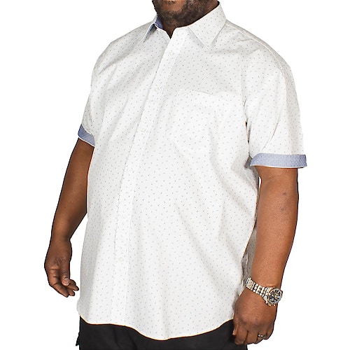 Cotton Valley Short Sleeve All Over Print Shirt White