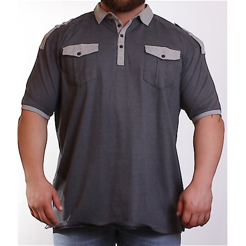 D555 Grey Fine Stripe Polo Shirt