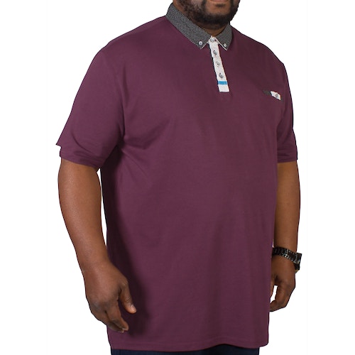 D555 Edger Short Sleeve Stretch Cotton Polo With Woven Collar Burgundy TALL