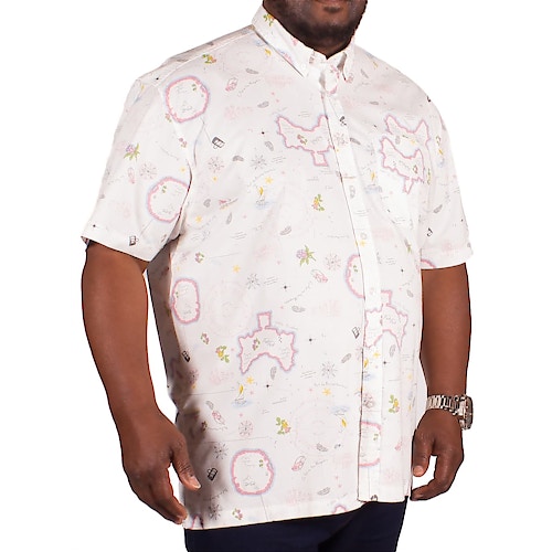 Bigdude Short Sleeve White Map Print Shirt