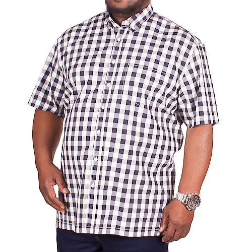 Bigdude Short Sleeve White/Black Check Shirt