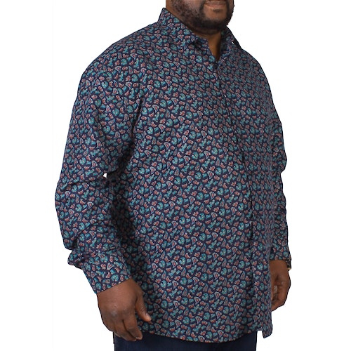 Fitzgerald Blue And Red Paisley Print Long Sleeved Shirt