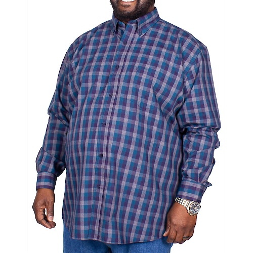 Cotton Valley Long Sleeve Modern Check Shirt Charcoal