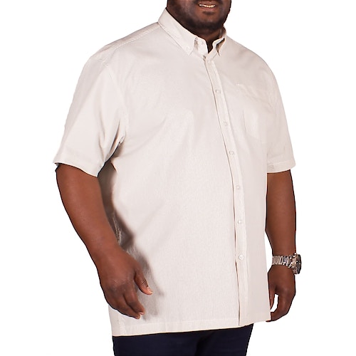 Bigdude Short Sleeve Off White Fine Stripe Shirt
