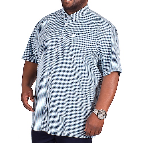 Bigdude Short Sleeve Dark Blue Gingham Check Shirt