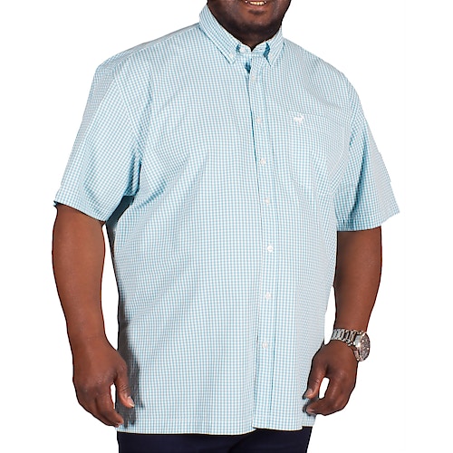 Bigdude Short Sleeve Light Blue Gingham Check Shirt