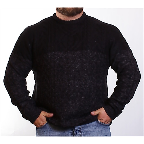 D555 Black Wool Mix Cable Knit Sweater