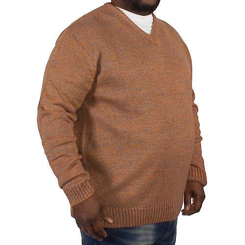Metaphor Wool Blend V -Neck  Sweat Shirt With Stitch Detail Orange