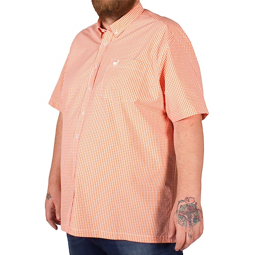 Bigdude Short Sleeve Orange Gingham Check Shirt