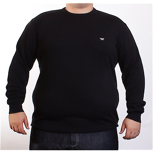 D555 Plain Black Crew Neck Sweater