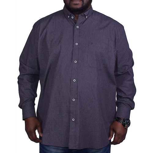 Cotton Valley Long Sleeved Stripe Shirt Charcoal