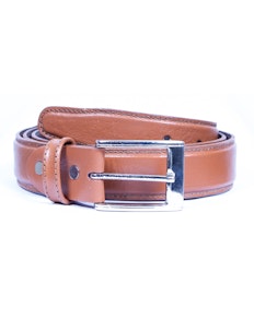 Ronald Leather Stitch Detail Belt Tan