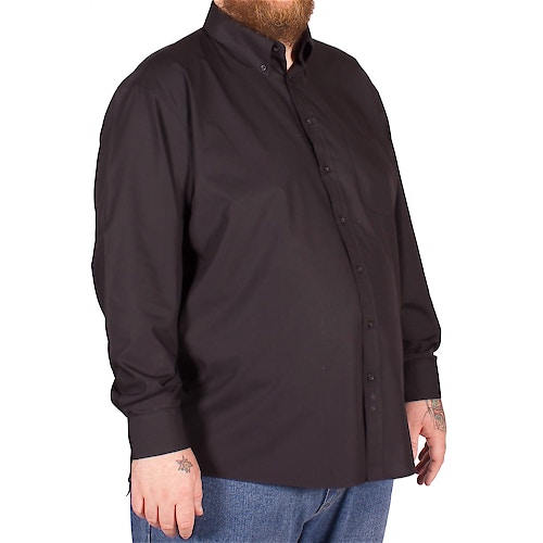 Espionage Traditional Long Sleeve Button Down Plain Shirt Black