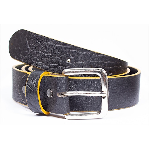 Larry Leather Contrast Edge Belt Black