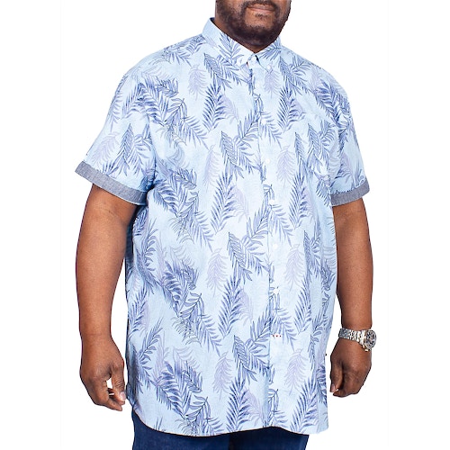 D555 Santana Printed Short Sleeve Shirt Sky Blue